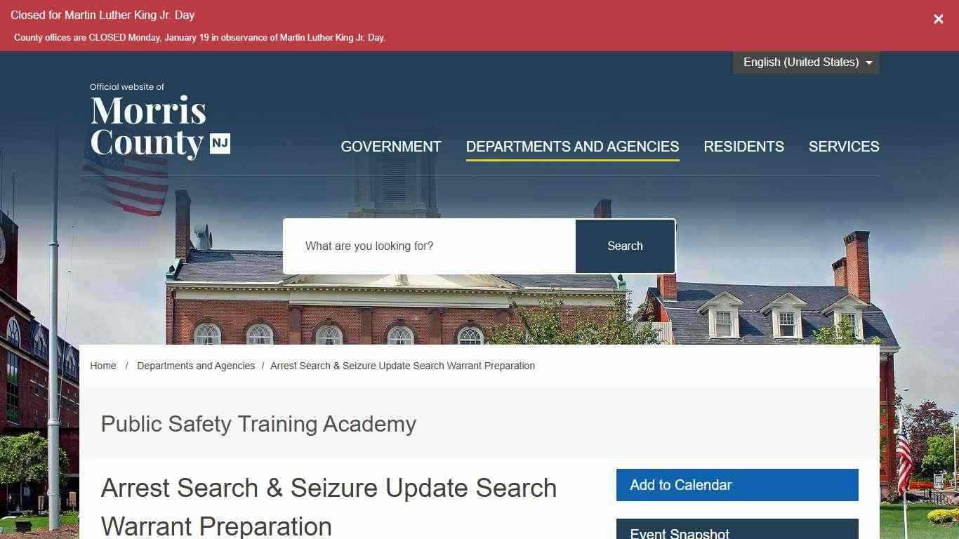 Arrest Search & Seizure Update Search Warrant Preparation – Morris County, NJ